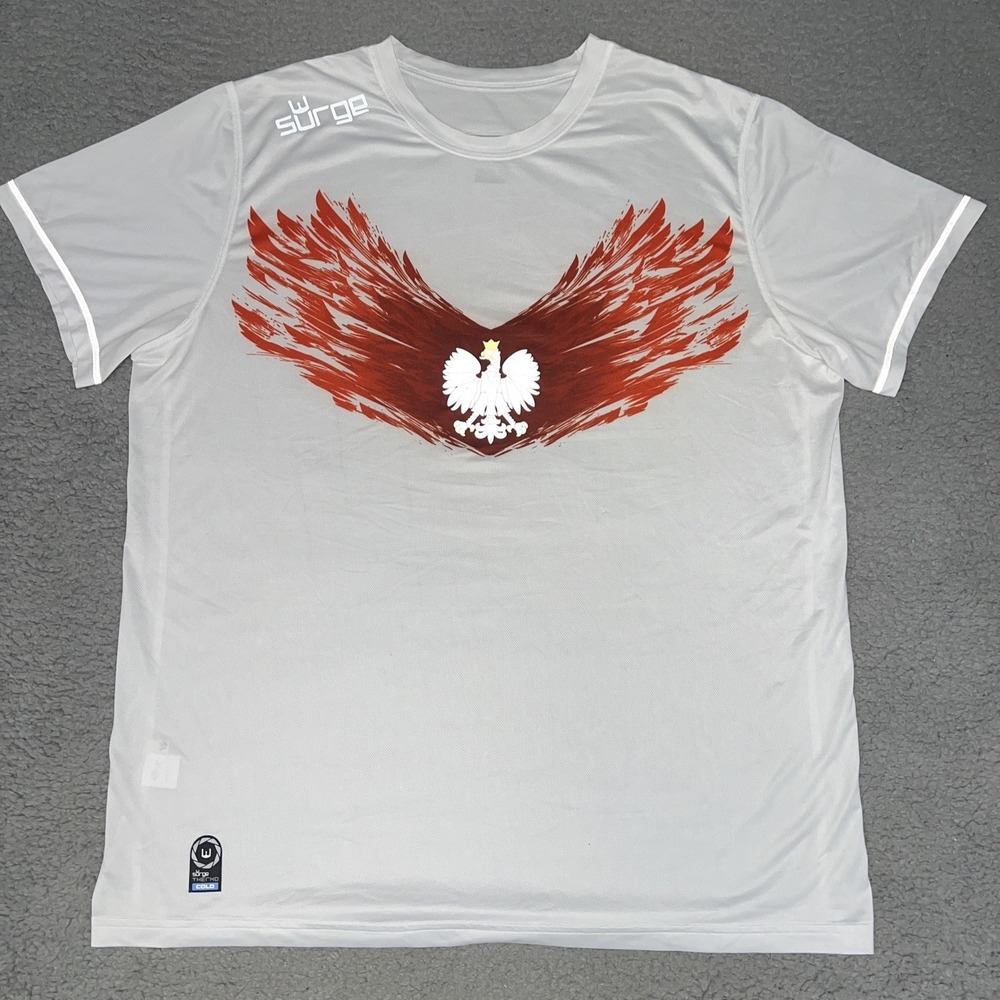 Surge‎ Poland Soccer Jersey Men's XL White Thermo Cold Polish Eagle Polonia Tee